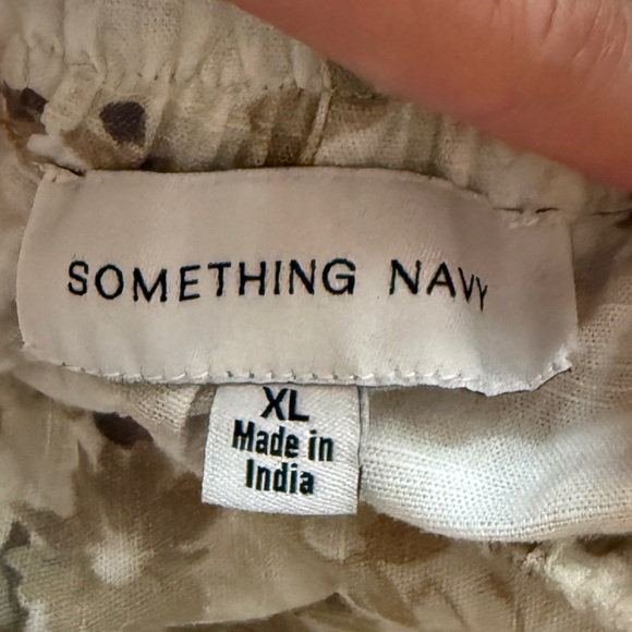 Something‎ Navy linen top pants size XL Lagenlook Earthy Old Money Boho floral - Picture 8 of 15